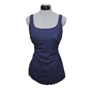 Slim Allure Women's SIZE 14L Shapewear Built-In Bra Swimwear Dress in Navy Blue
